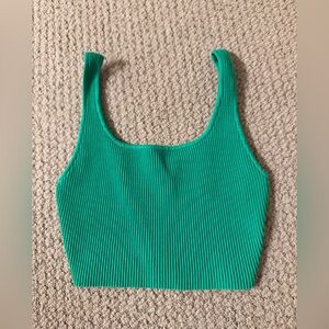 Green Ribbed aritiza babaton top